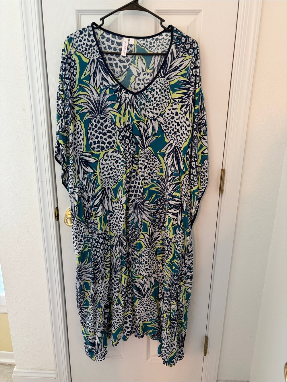 Teal Pineapple Print V-Neck Moo Moo